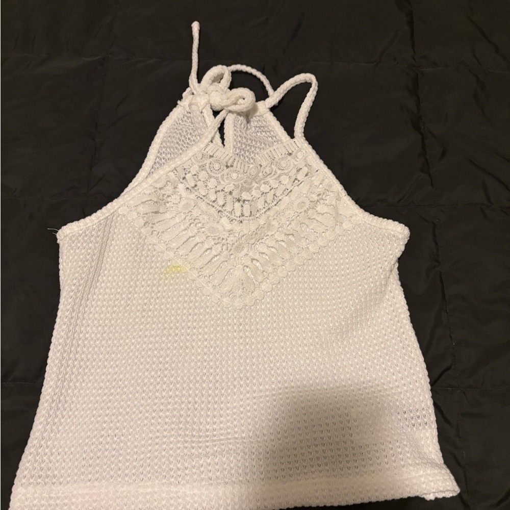 Elegant White Crochet Halter Top